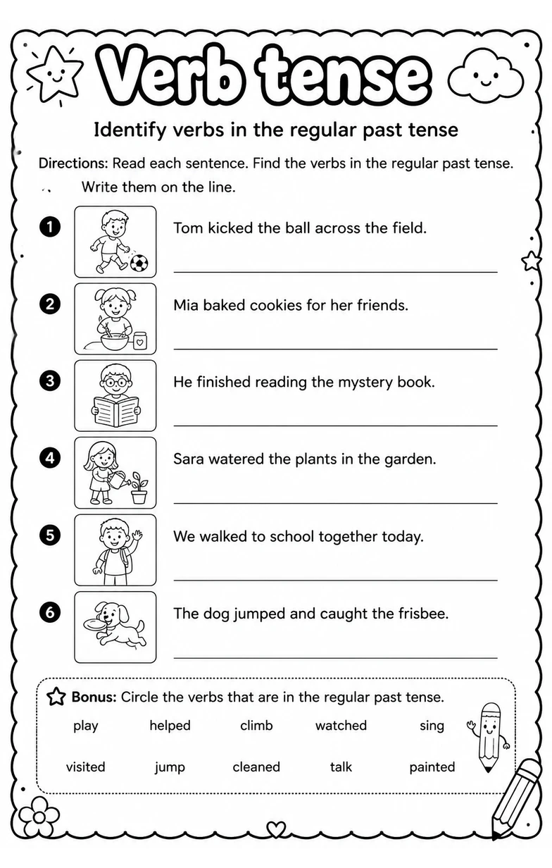 Identify verbs in the regular past tense