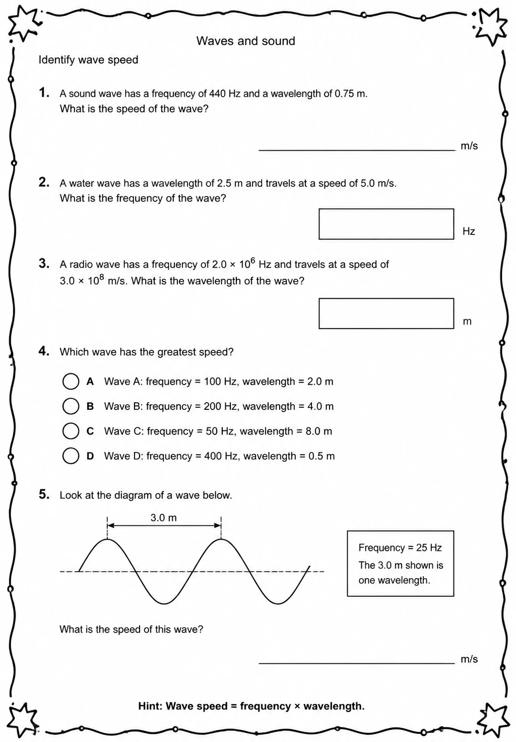 Identify wave speed