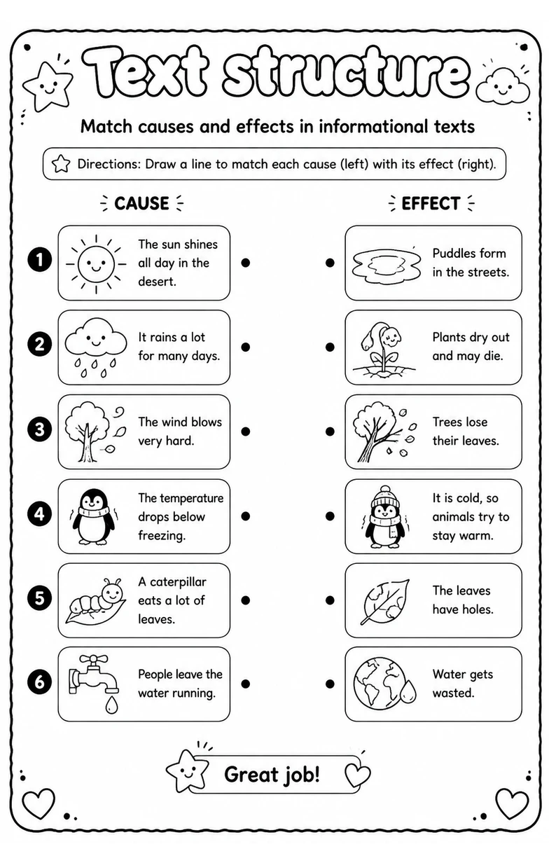 Match causes and effects in informational texts