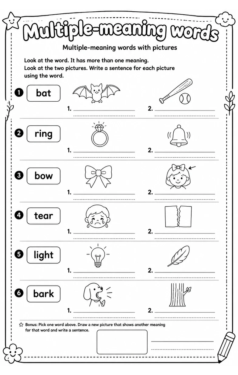 Multiple-meaning words with pictures