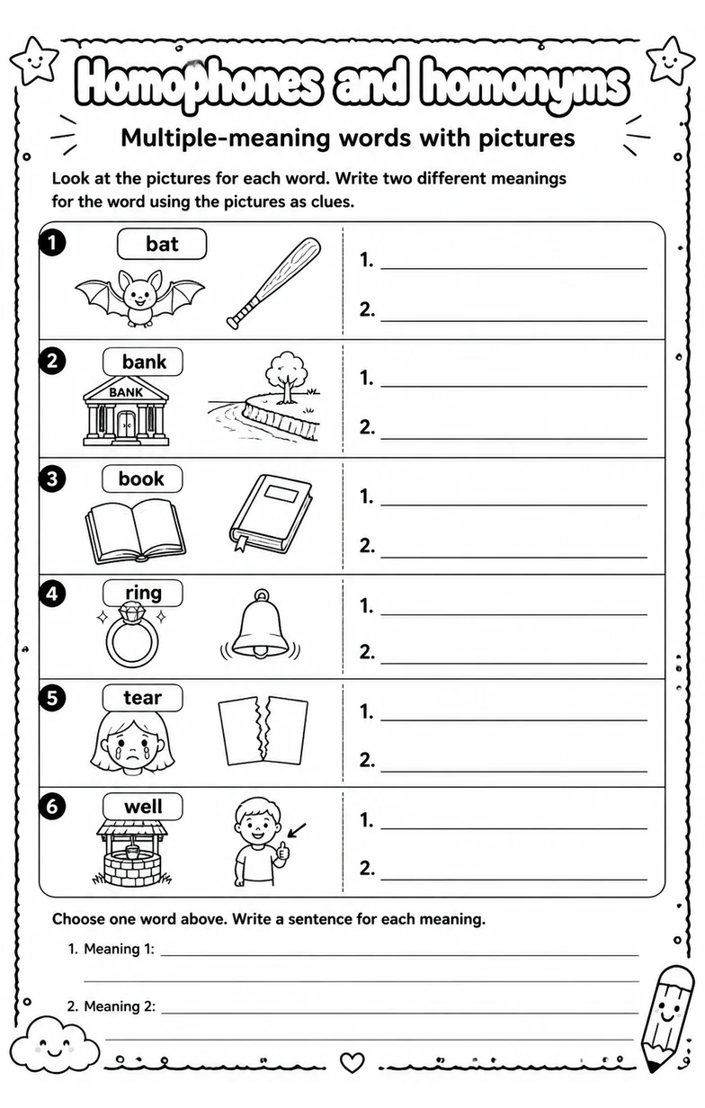 Multiple-meaning words with pictures