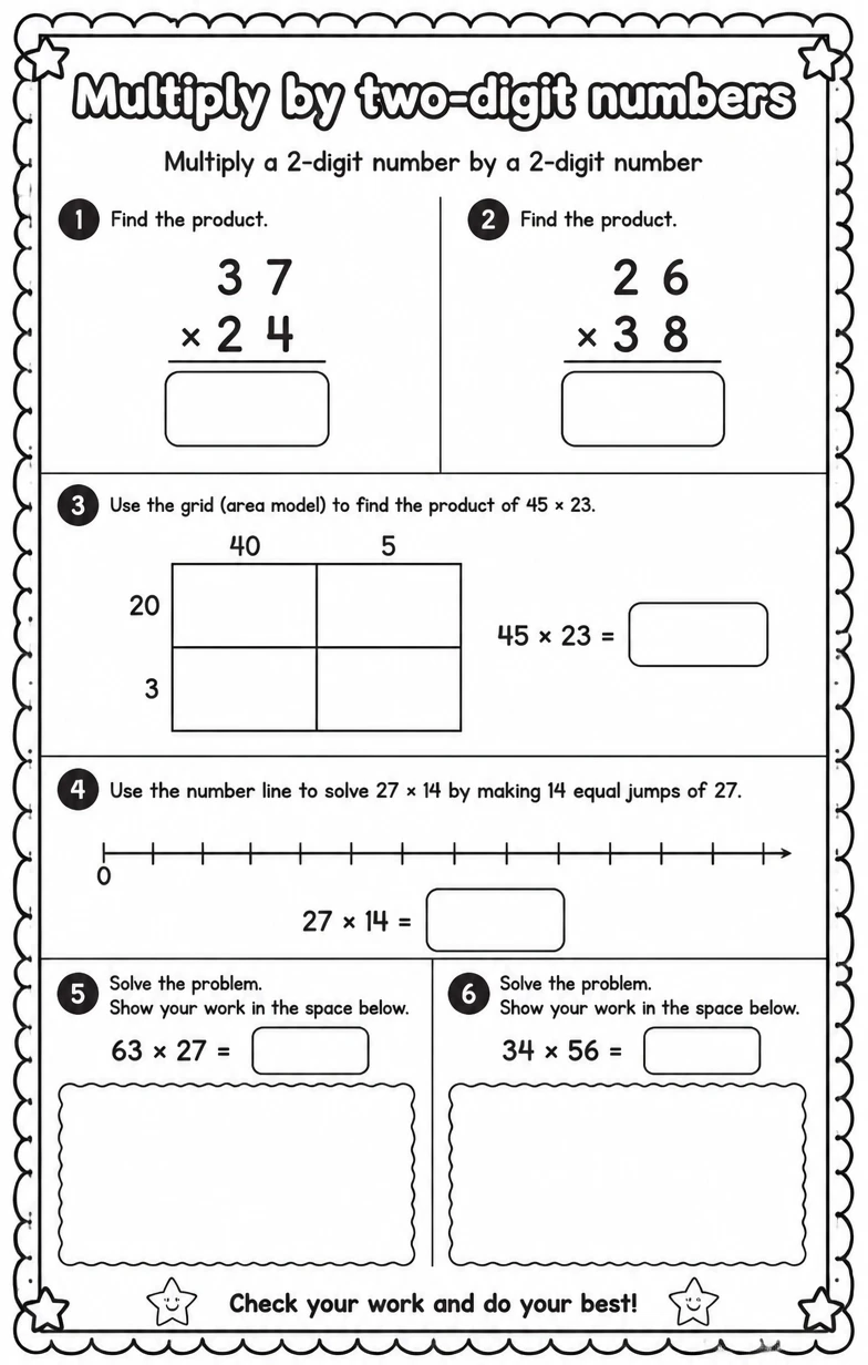 Multiply a 2-digit number by a 2-digit number