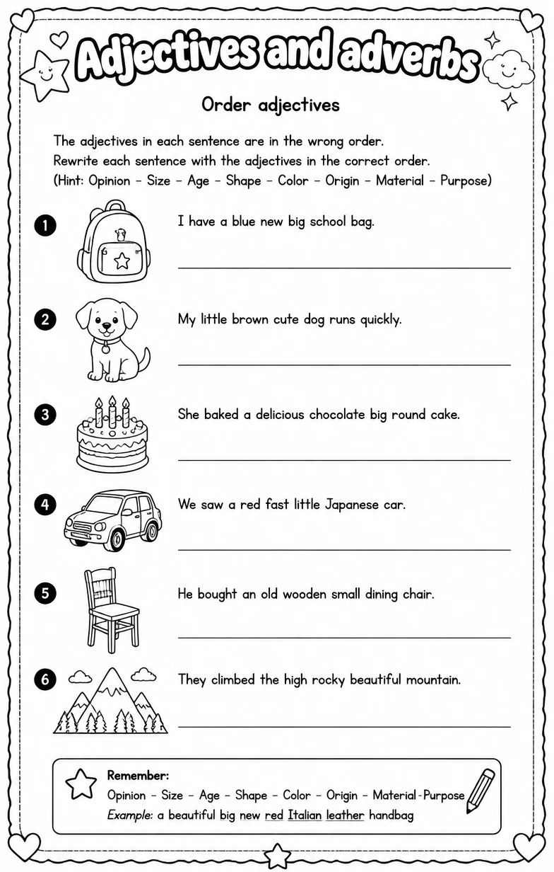 Order adjectives