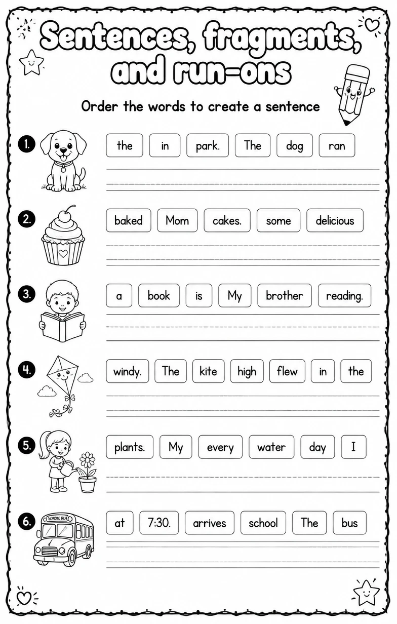 Order the words to create a sentence
