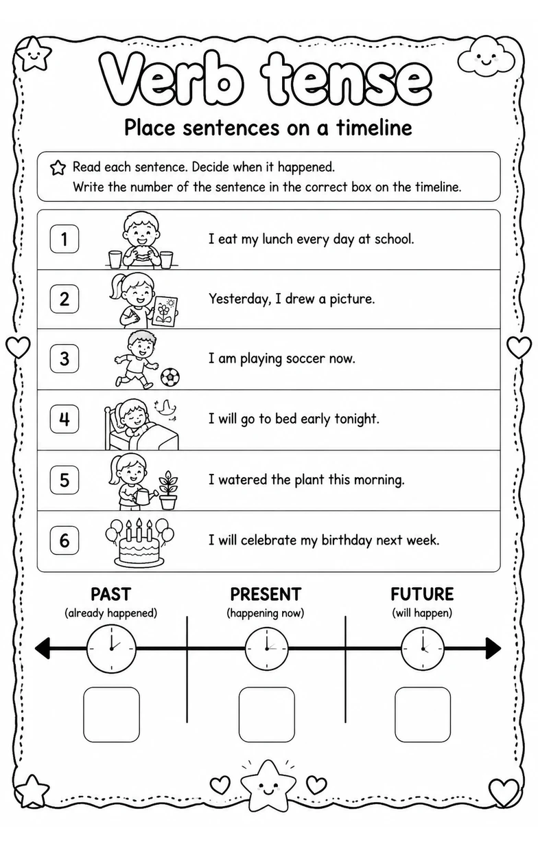 Place sentences on a timeline
