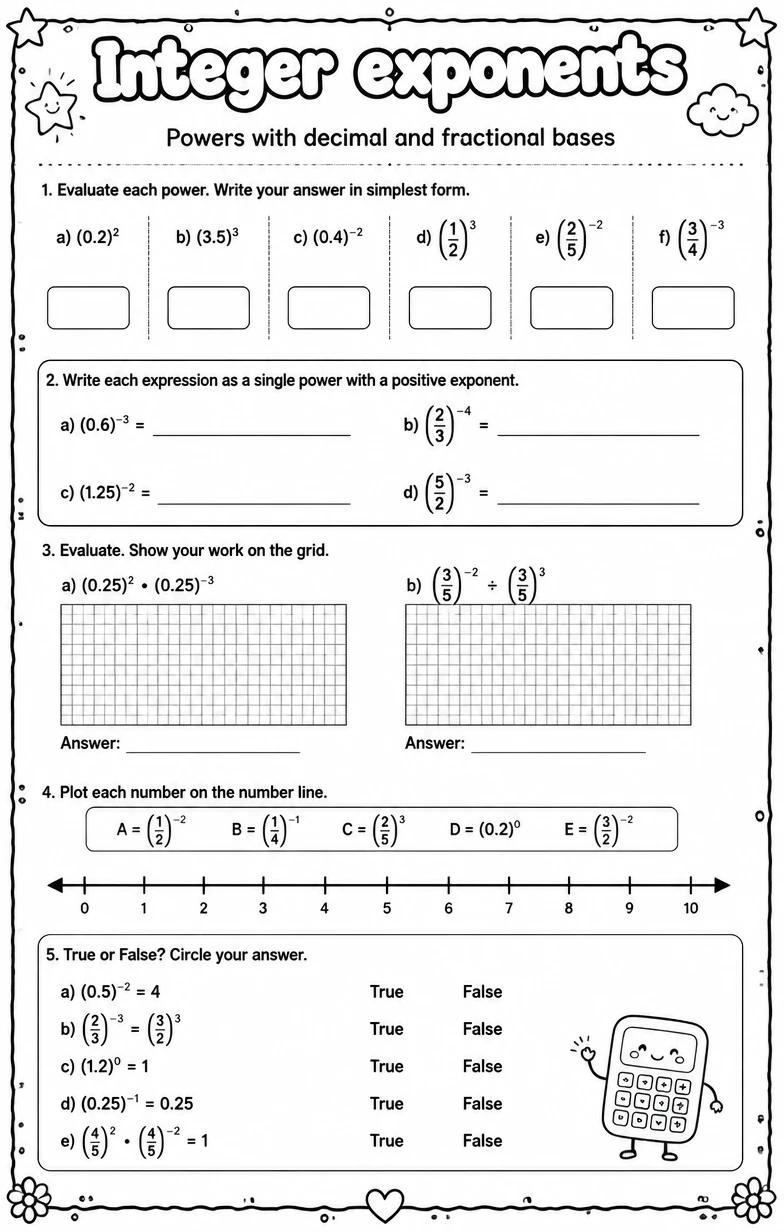 Powers with decimal and fractional bases