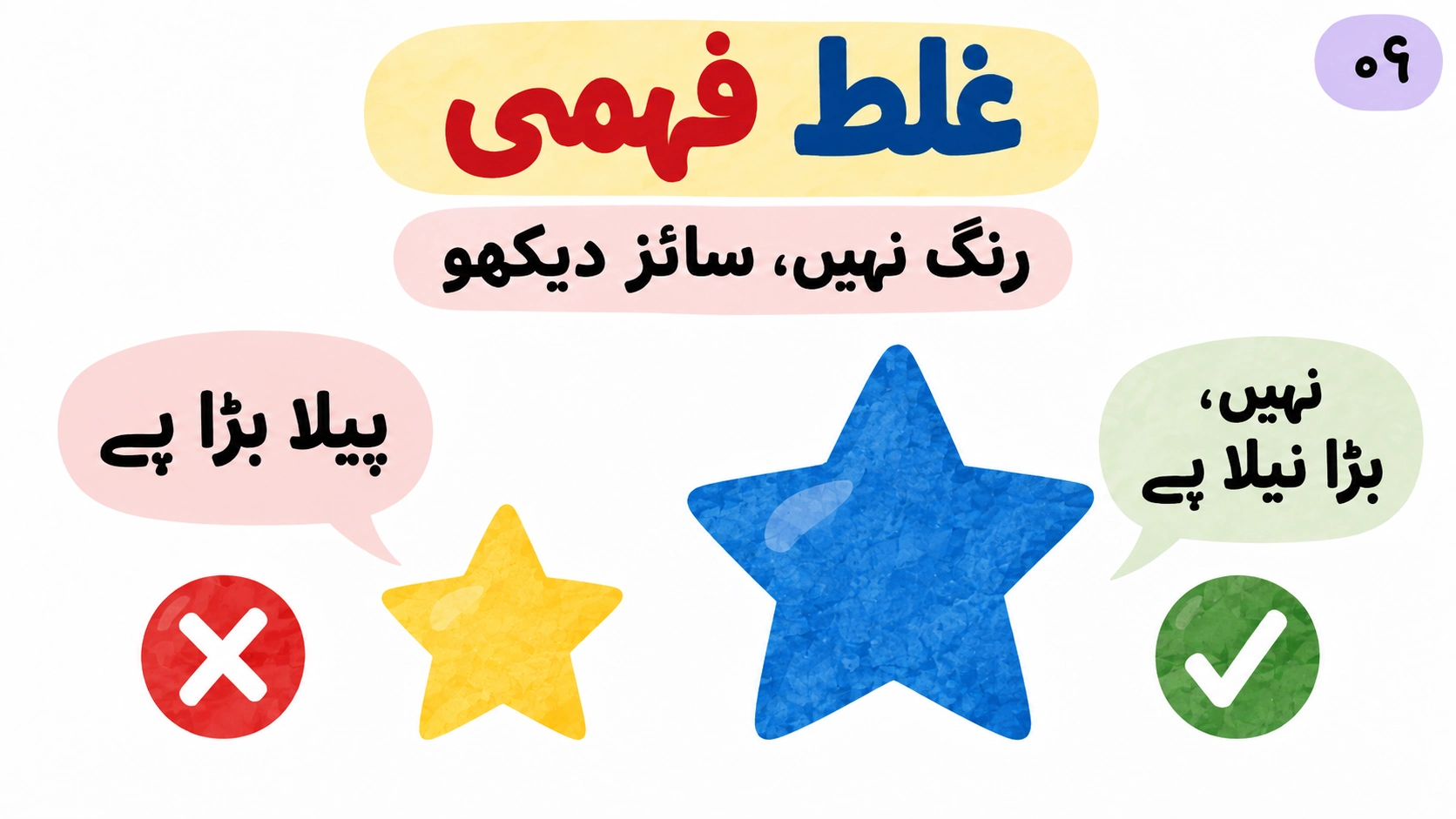 رنگ کی بنیاد پر سائز کا غلط اندازہ درست کرنا۔