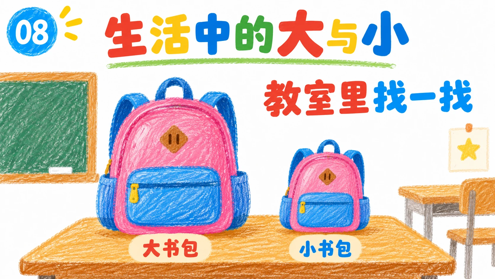 教室里两个大小不同的书包。