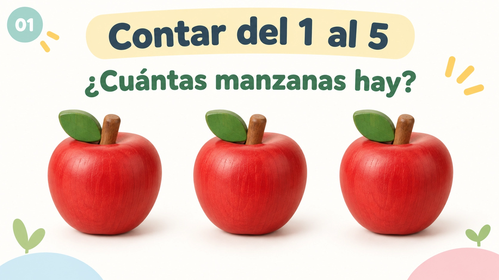 Portada ilustrada de la presentación de matemáticas para preescolar Contar del 1 al 5