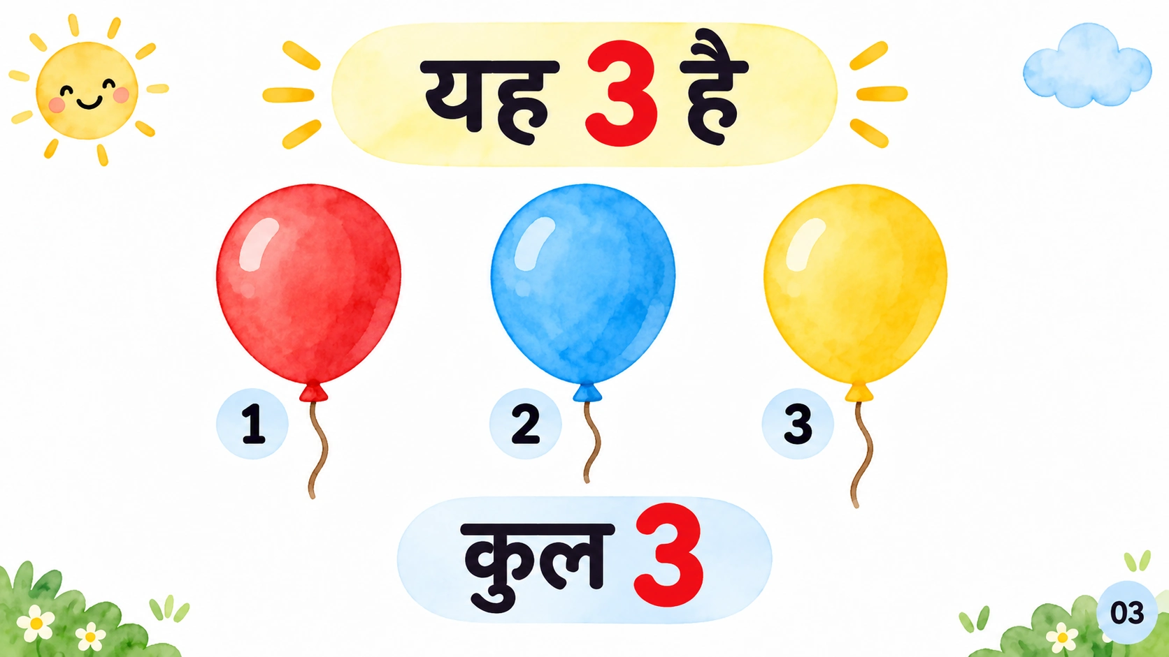 1 से 5 तक गिनती — 3