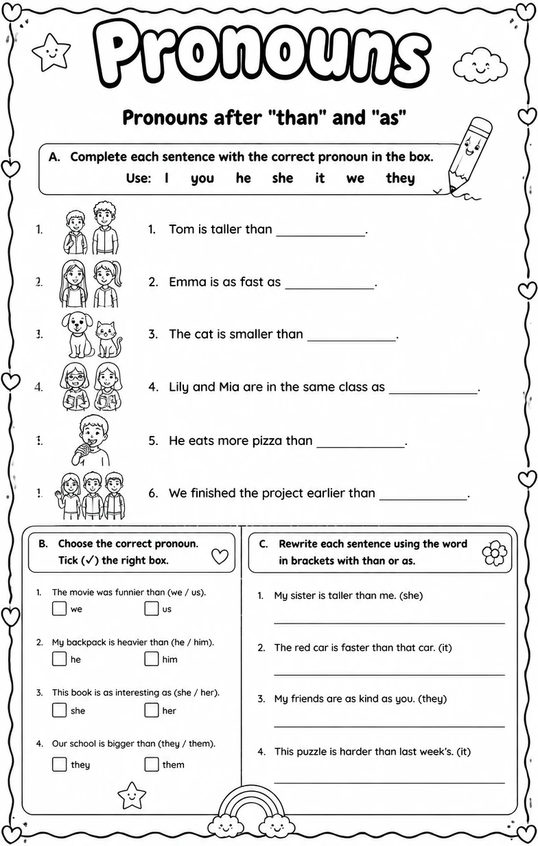 Pronouns after "than" and "as"