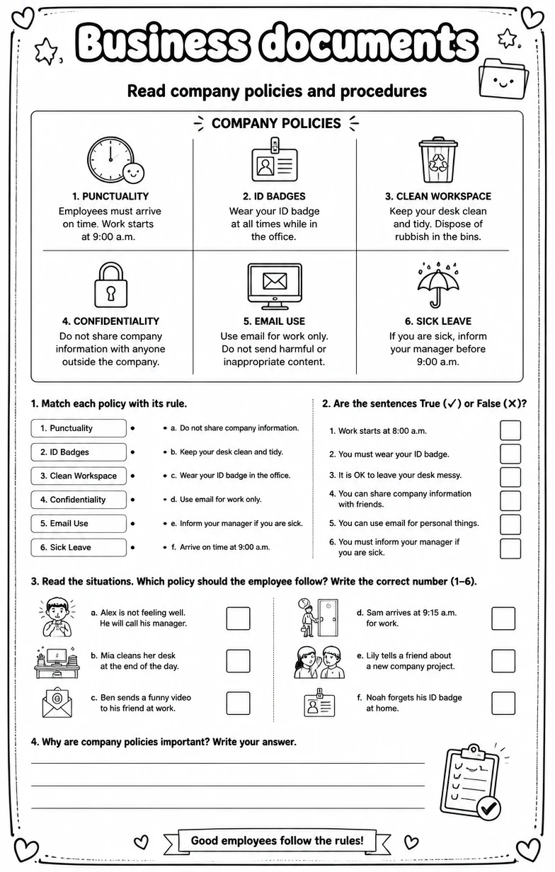 Read company policies and procedures