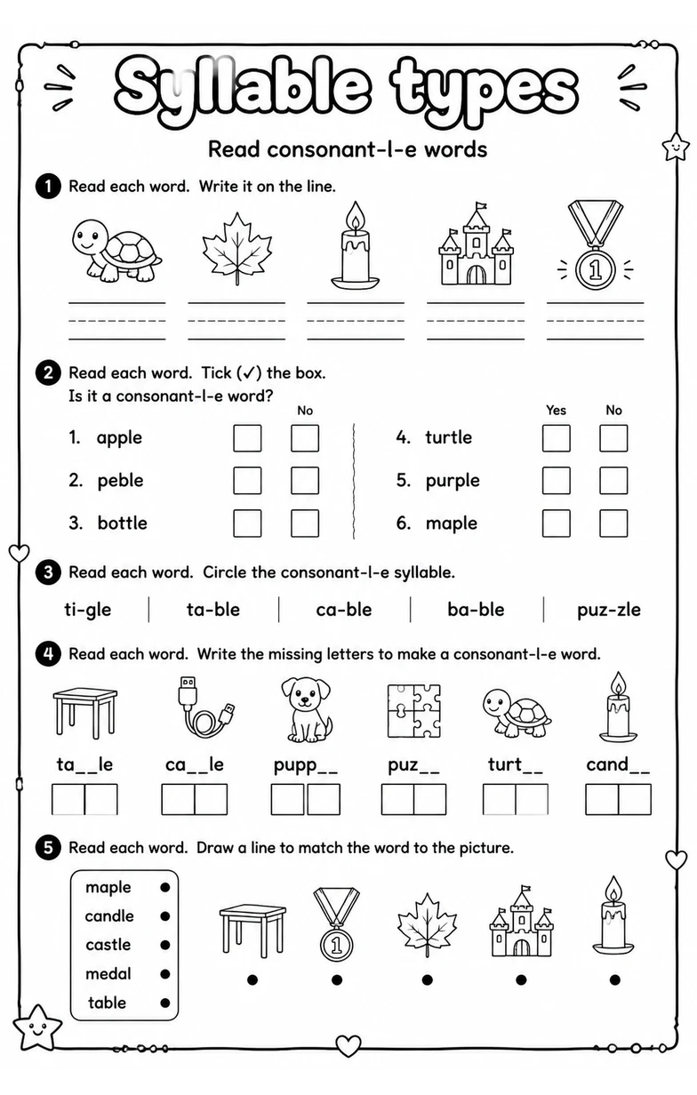 Read consonant-l-e words