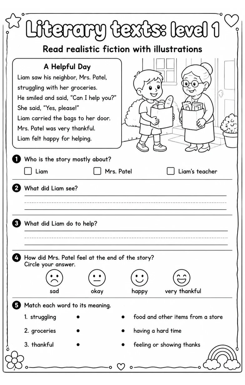 Read realistic fiction with illustrations
