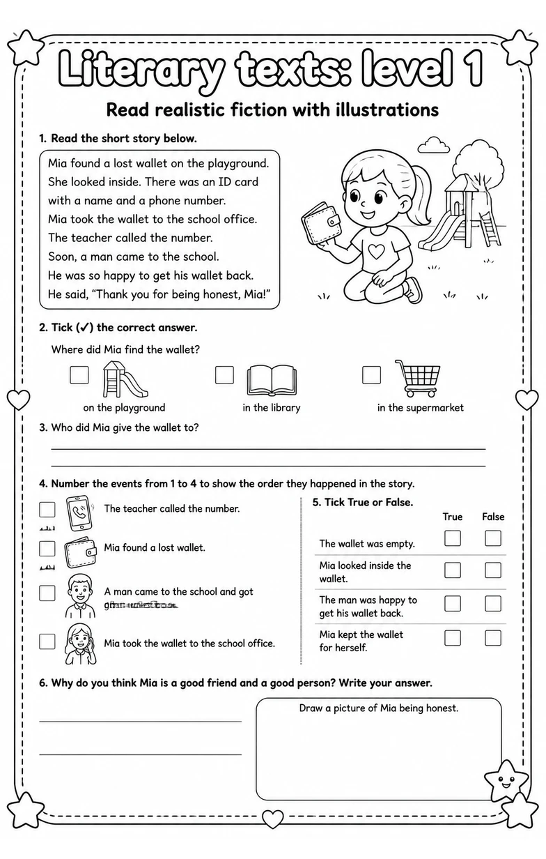 Read realistic fiction with illustrations