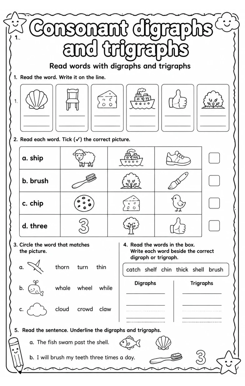 Read words with digraphs and trigraphs