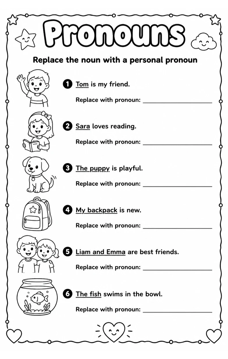 Replace the noun with a personal pronoun