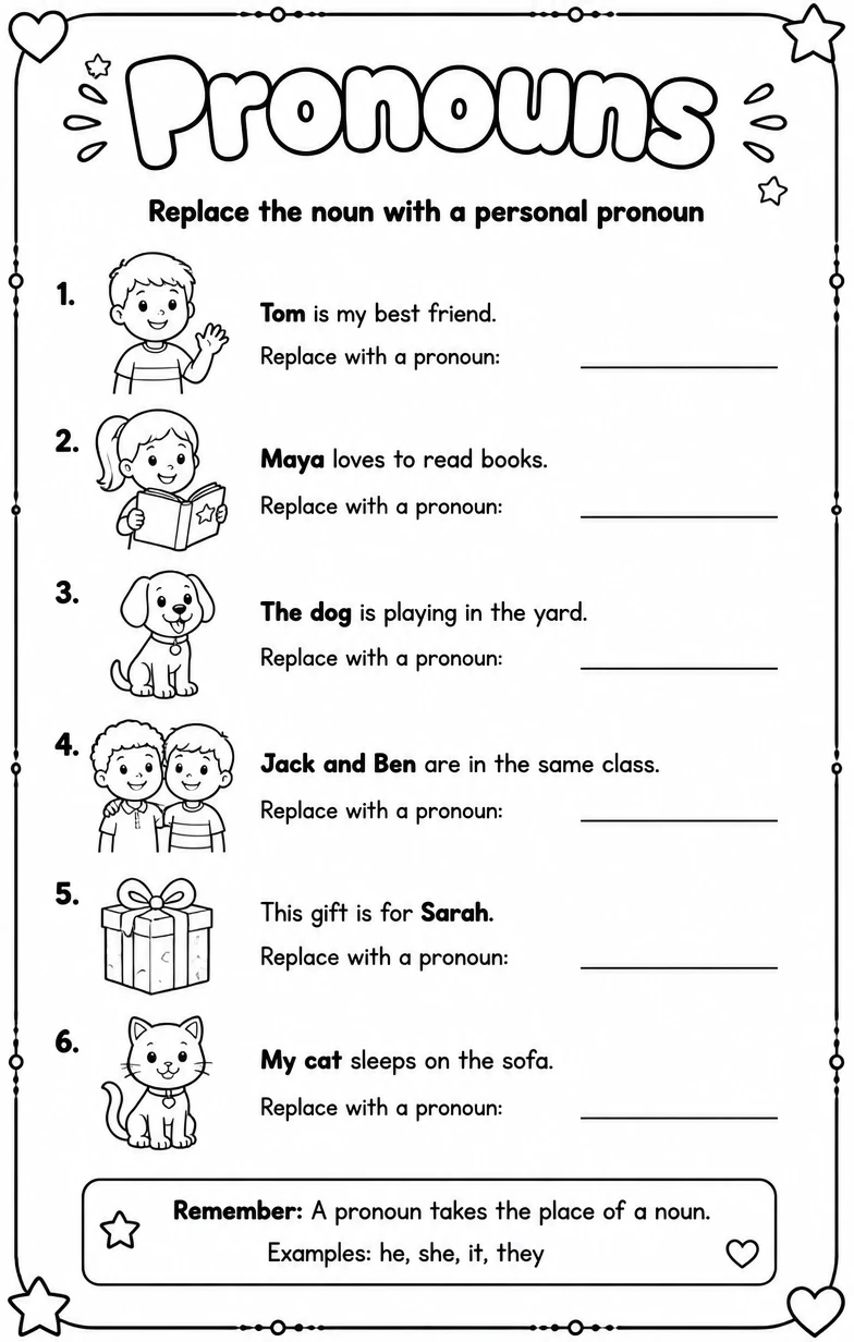 Replace the noun with a personal pronoun