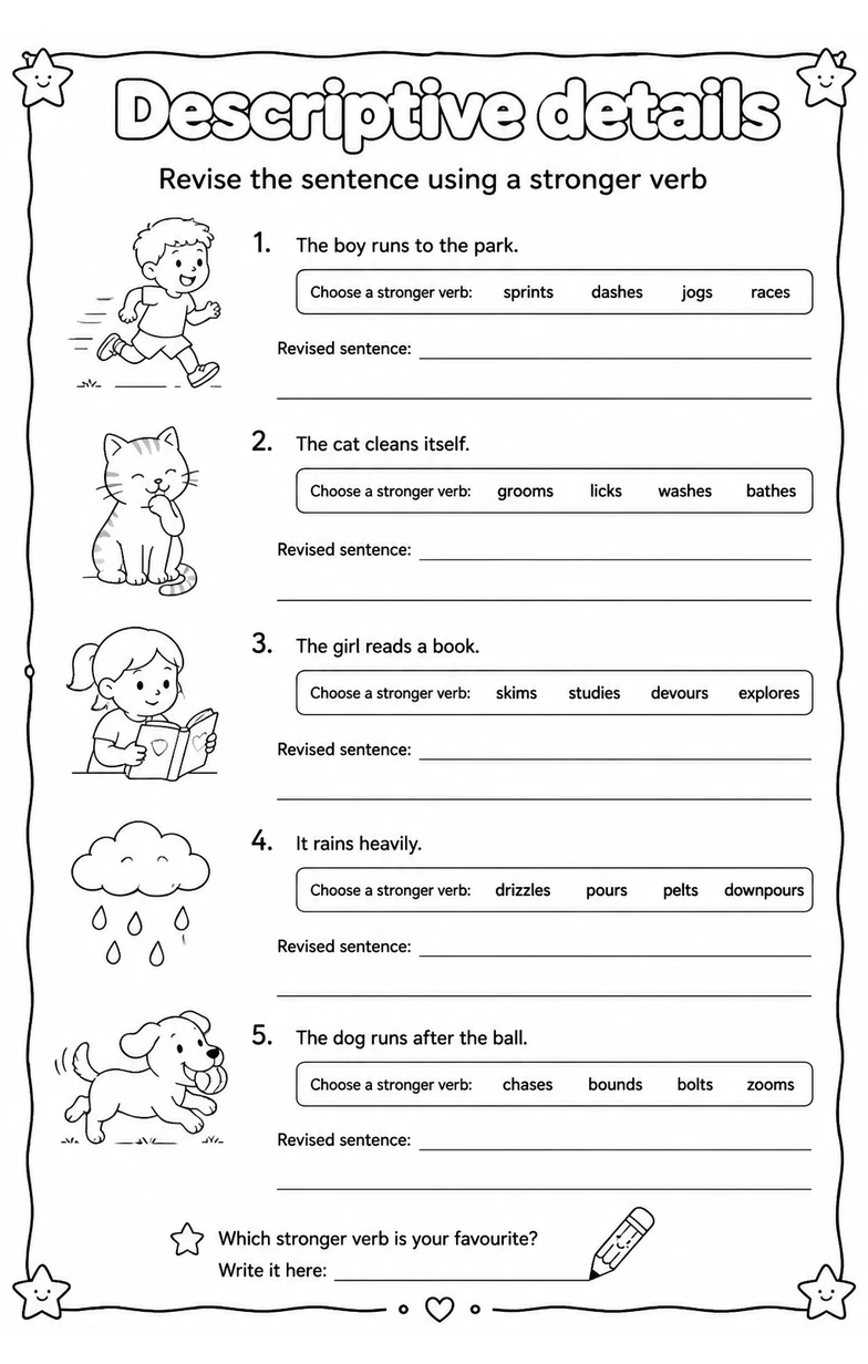 Revise the sentence using a stronger verb