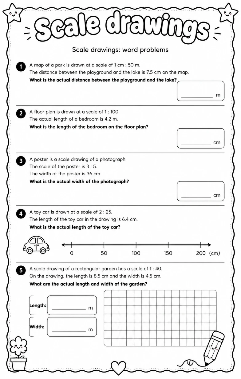 Scale drawings: word problems