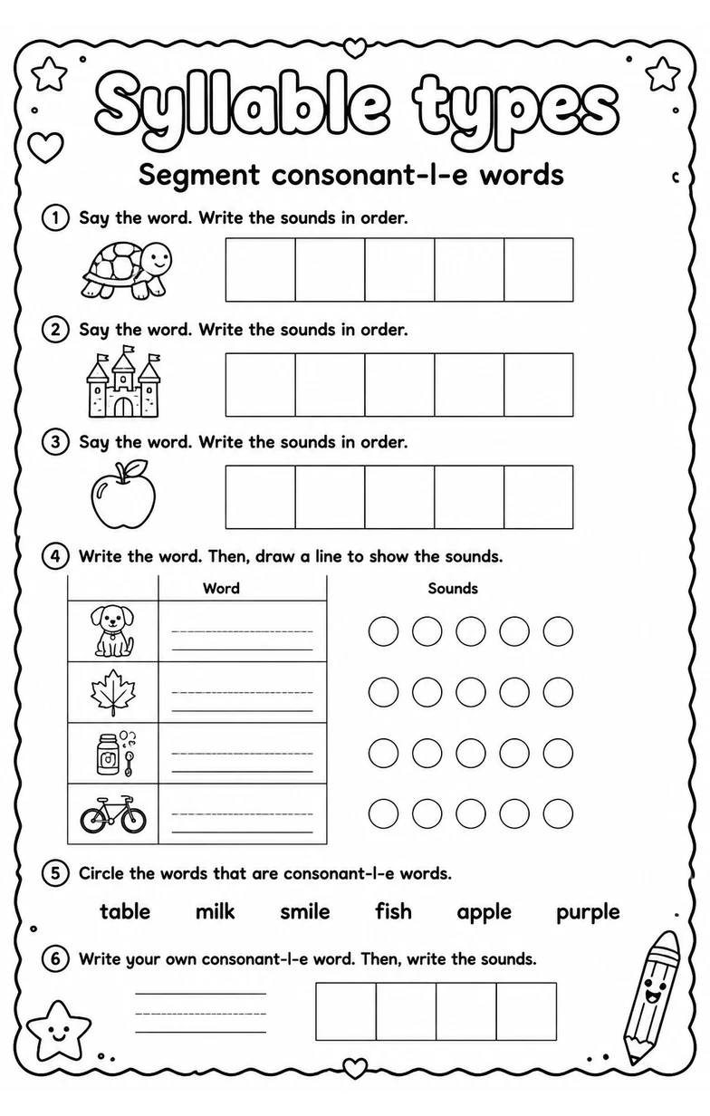 Segment consonant-l-e words