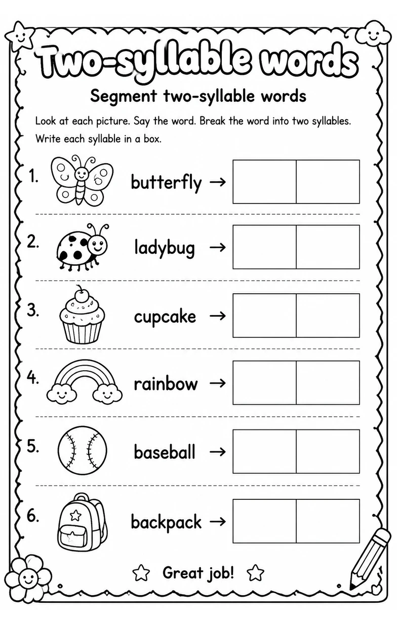 Segment two-syllable words