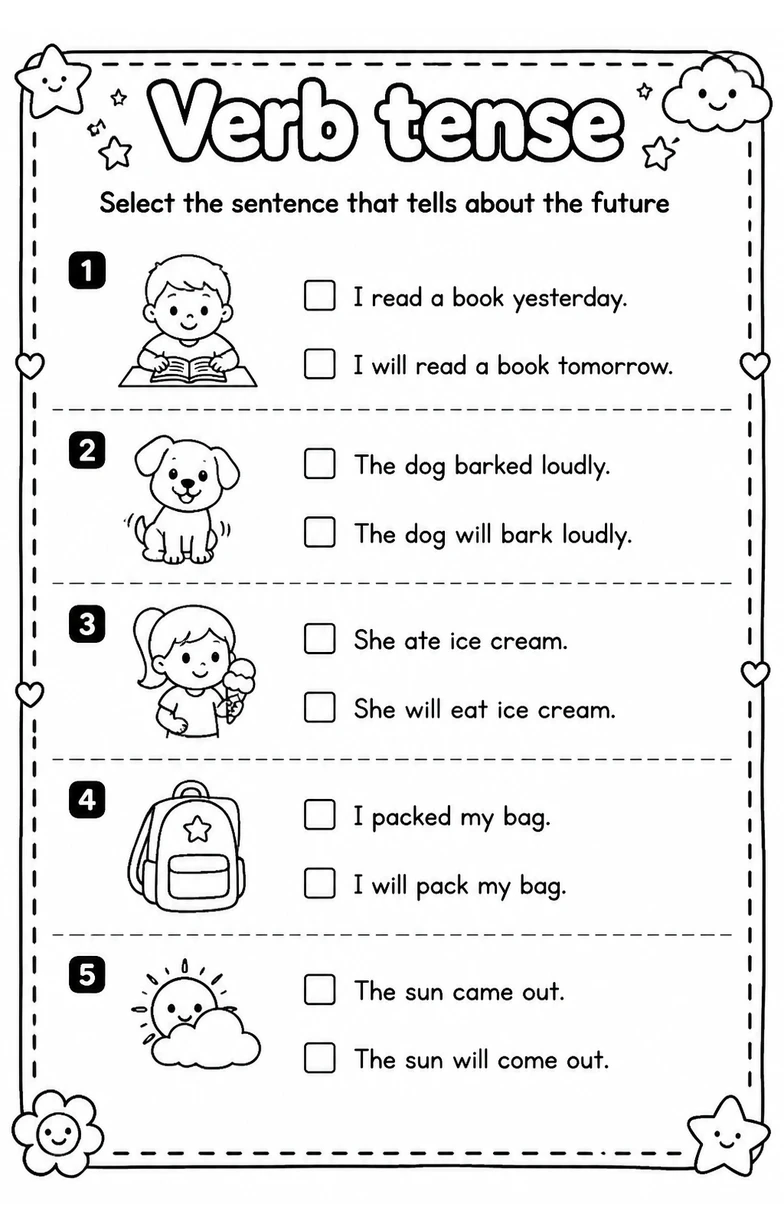 Select the sentence that tells about the future