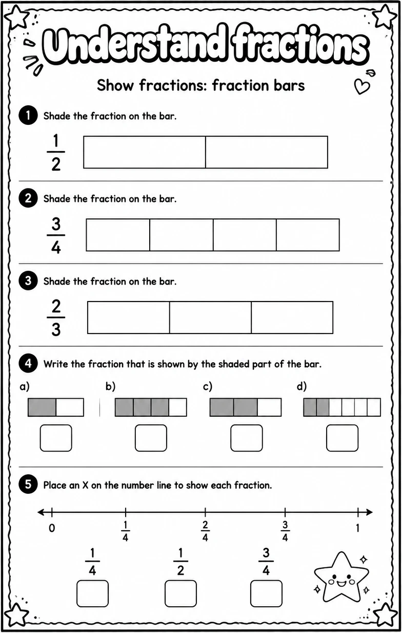 Show fractions: fraction bars