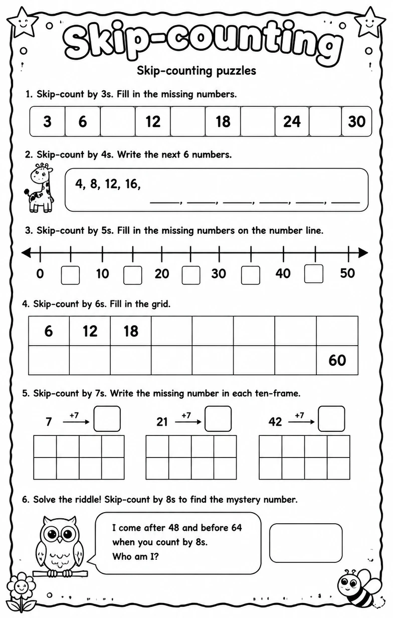 Skip-counting puzzles