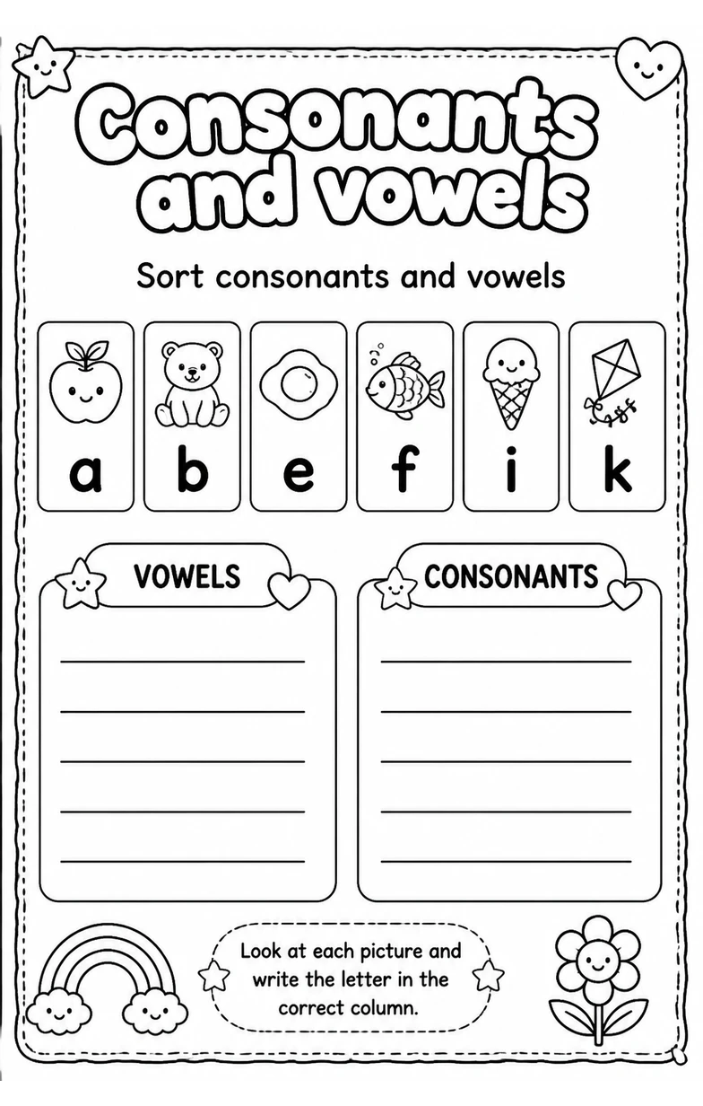 Sort consonants and vowels