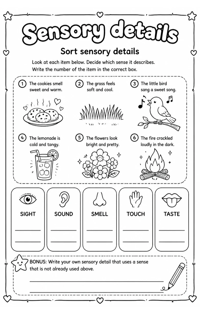 Sort sensory details