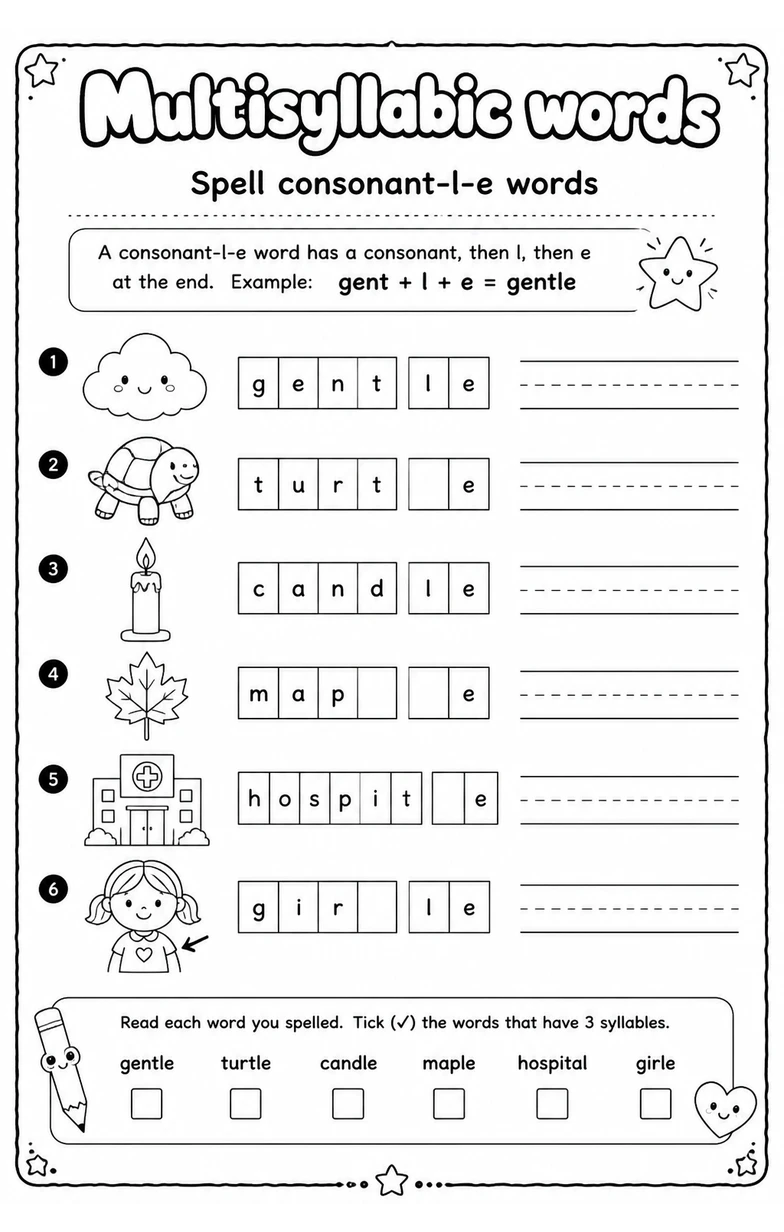 Spell consonant-l-e words
