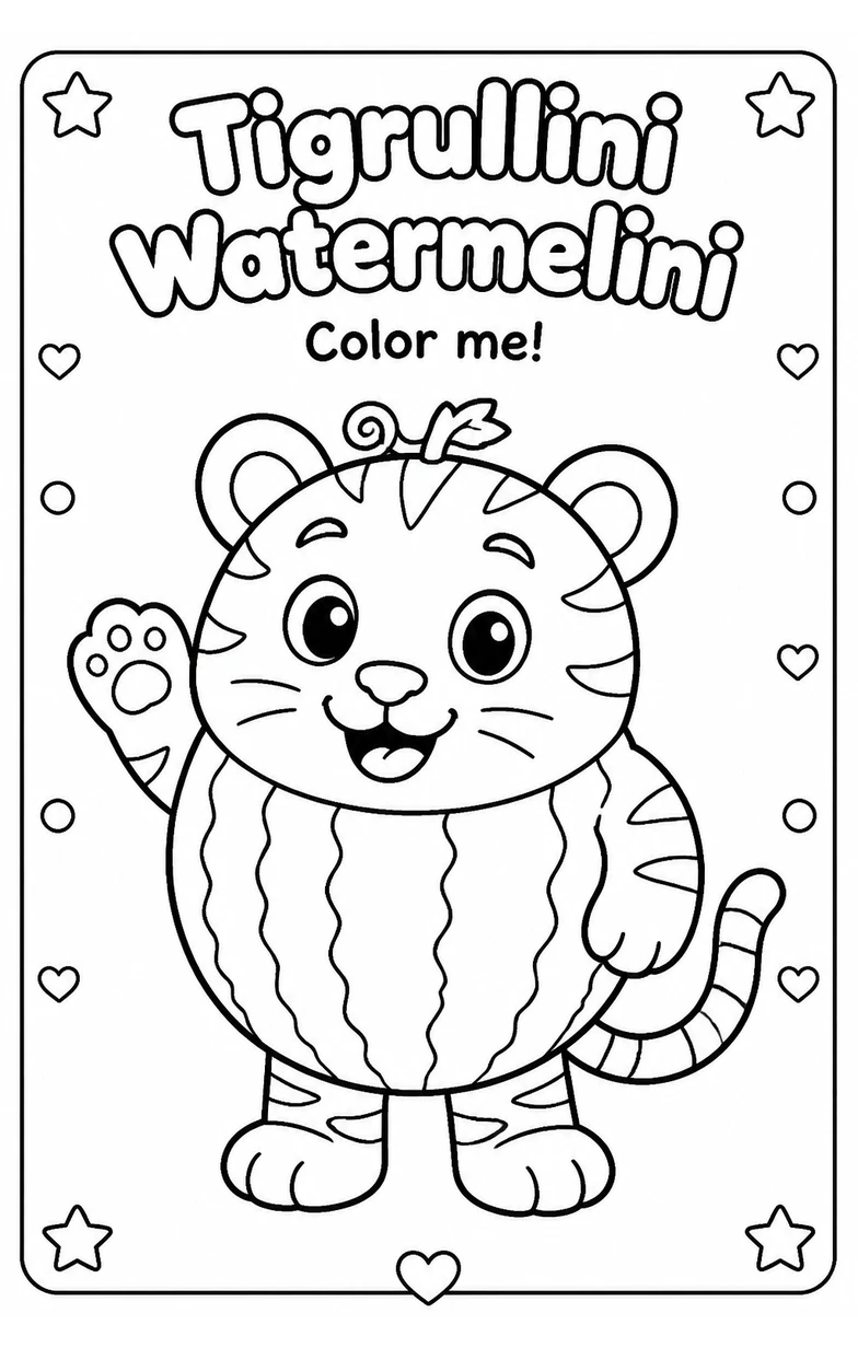 Tigrullini Watermelini Coloring Pages