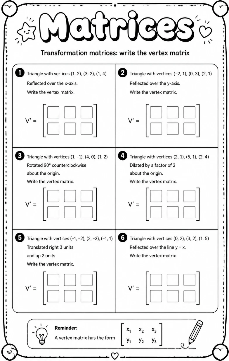 Transformation matrices: write the vertex matrix