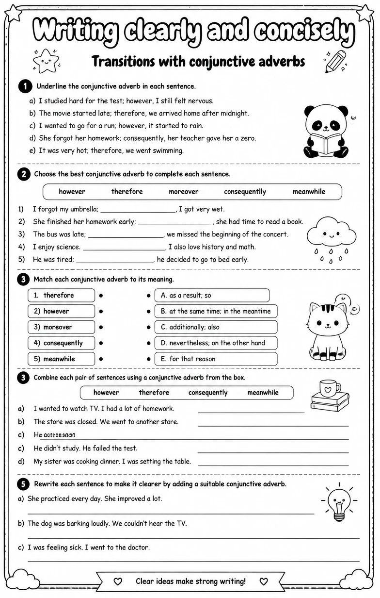 Transitions with conjunctive adverbs