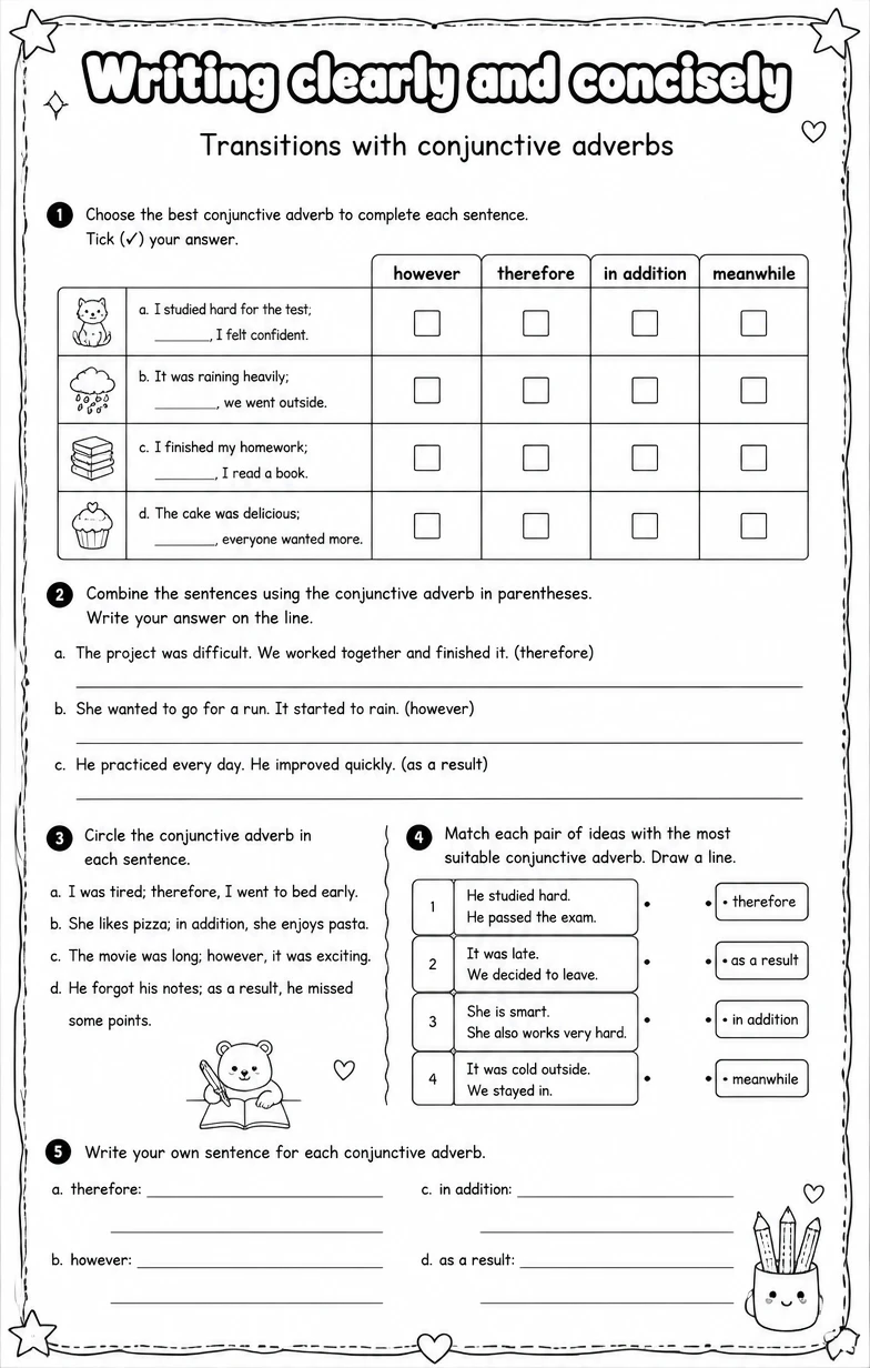 Transitions with conjunctive adverbs