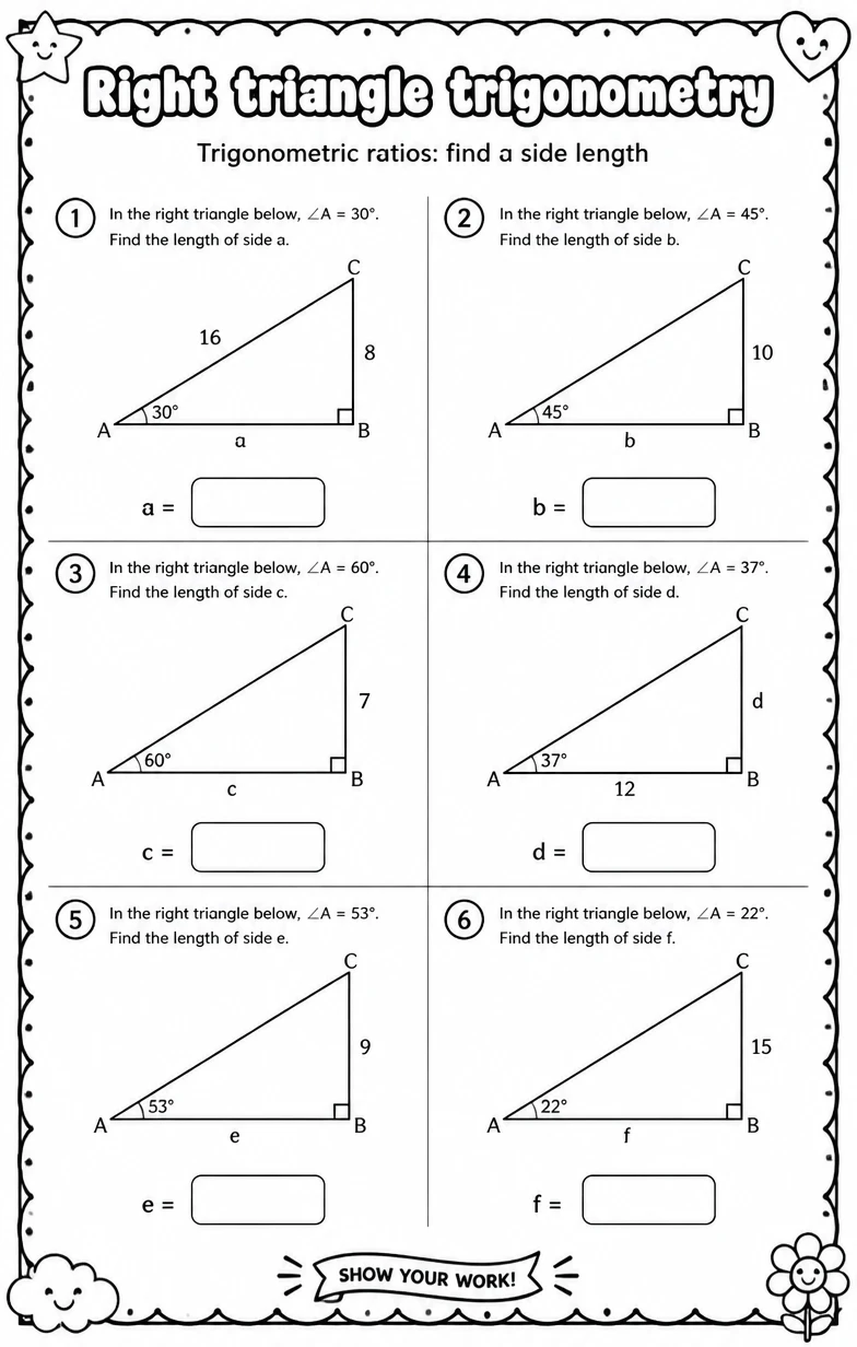 Trigonometric ratios: find a side length