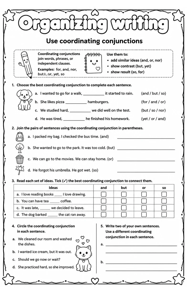 Use coordinating conjunctions