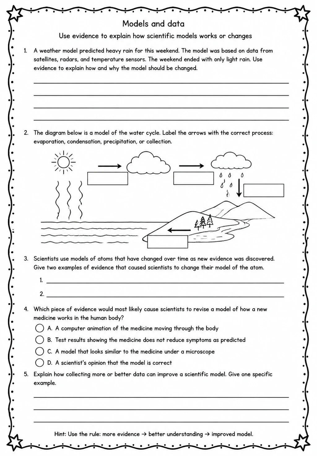 Use evidence to explain how scientific models works or changes