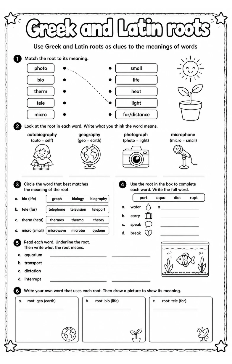 Use Greek and Latin roots as clues to the meanings of words