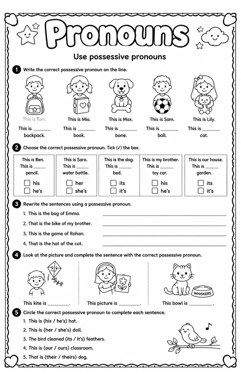 Use possessive pronouns
