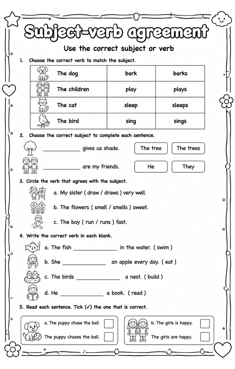 Use the correct subject or verb
