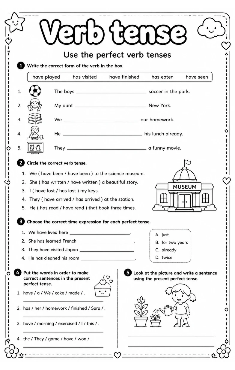 Use the perfect verb tenses