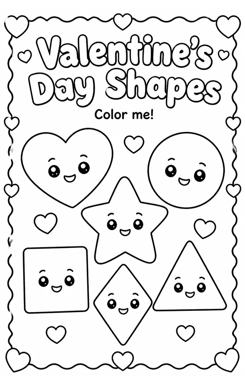 Valentine's Day Shapes Coloring Page