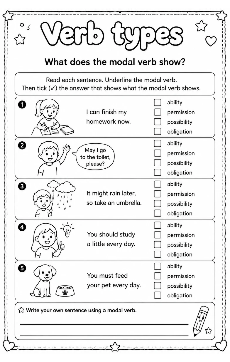 What does the modal verb show?
