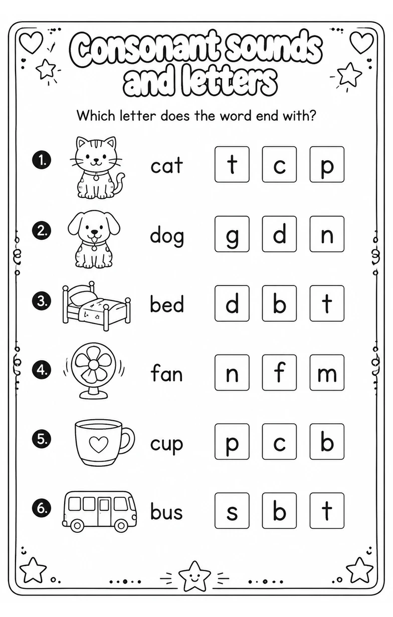 Which letter does the word end with?