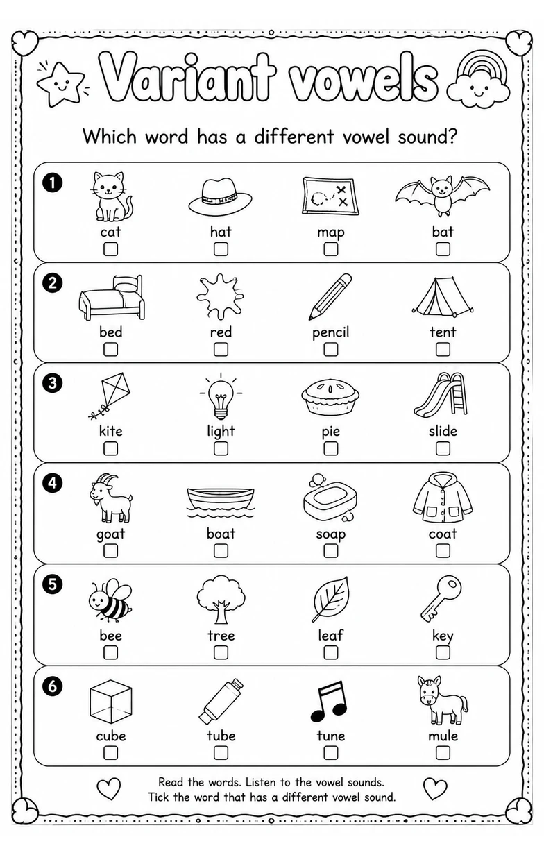 Which word has a different vowel sound?