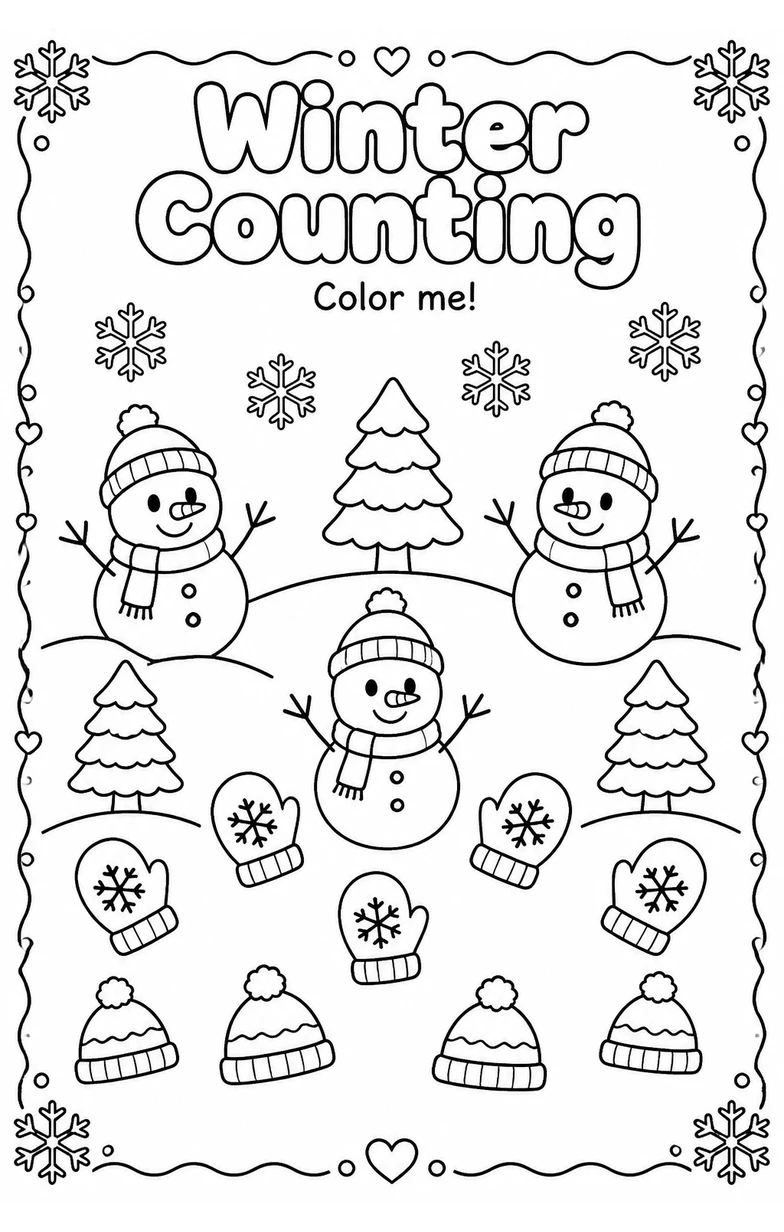 Winter Counting Coloring Page