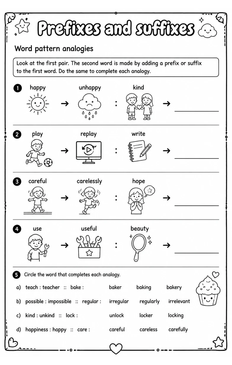 Word pattern analogies