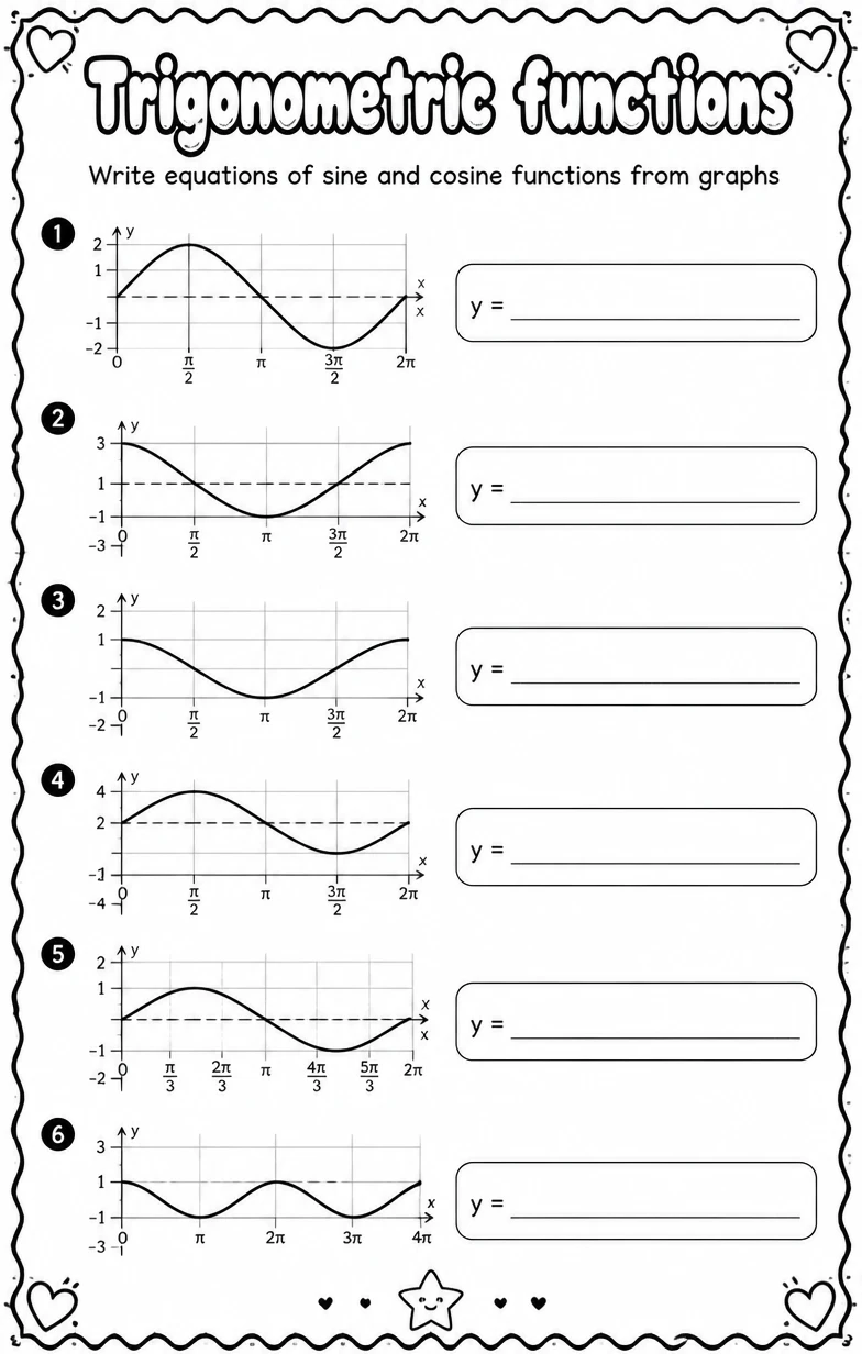 Write equations of sine and cosine functions from graphs